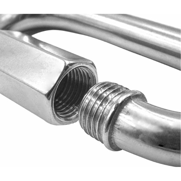 4 stk. Robust Karabiner i Rustfrit Stål, D-formet Karabiner, M8 304 Skruelås Hurtigkobling Nøglering Spænde til Hjem, Klatring
