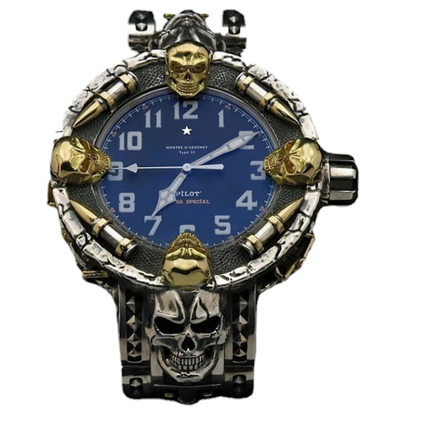 Herre Skull Klokker Resin Elektronisk Rem Gull Dial Alloy Klokker Armbåndsur Ny