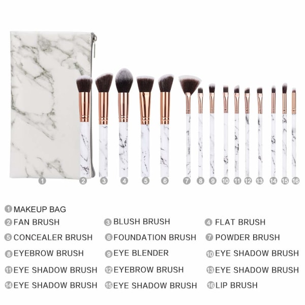 15 stk. Makeupbørster Foundation Brush Set med Kosmetikpose