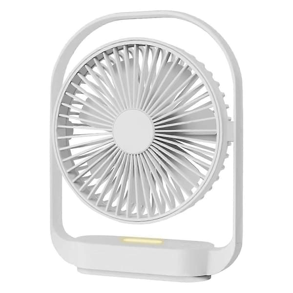 Lille Støjsvag Ventilator, USB Ventilator med Natlys, til Soveværelse Kontor - Hvid