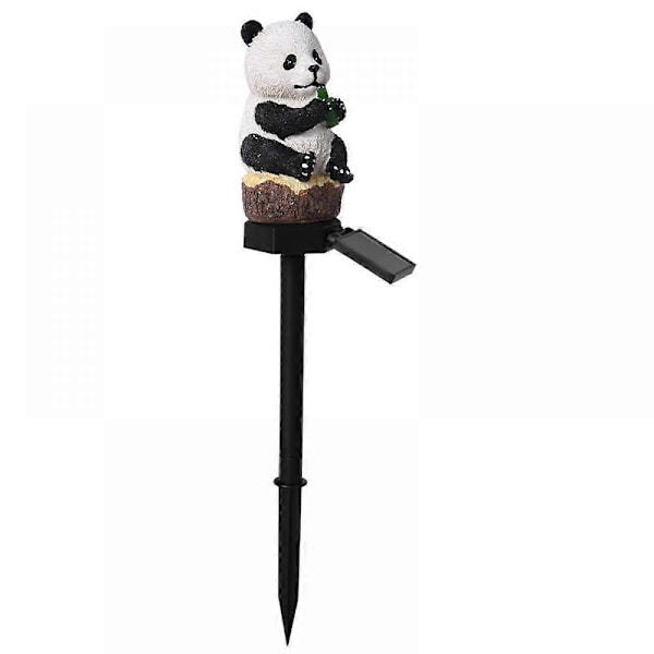 Solar Nattlys Liten Panda Form Solcelledrevet Plenlampe, Resin Panda Solar LED-lys med Stake, Vanntett Dyrelampe for Blomstergjerde Plen P