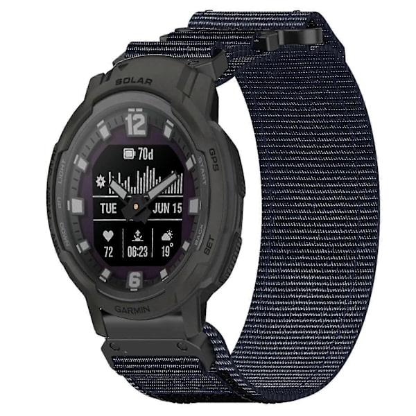 22 mm nylon urrem til Garmin Instinct Crossover Solar Blue