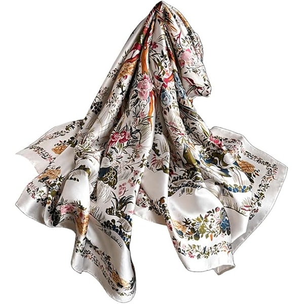 Siden Scarf för Kvinnor UK Lättvikts Satin Sjal och Wraps för Vår Sommar Höst Vinter