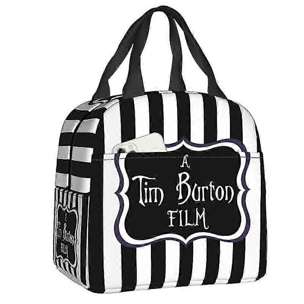 Isolerad Lunchväska med Tim Burton Horrorfilmmotiv för Arbetsplatsen, Skolan, Kylväska, Termisk Lunchlåda, Matbehållare, Bärväska för Kvinnor och Barn 5 22x20x13cm