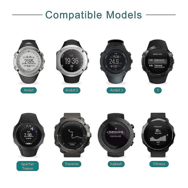Oplader kompatibel med Suunto 3 Fitness, Suunto 5, Traverse, Kailash, Spartan Trainer, Ambit 1 2 3 - USB opladerkabel 100cm