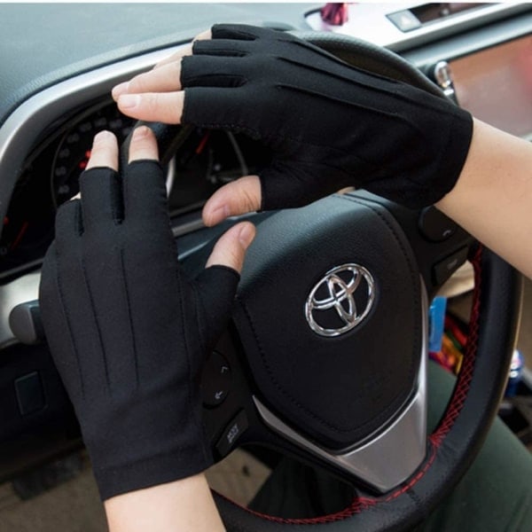 Halvfingerhandskar för män och kvinnor med touchfunktion, sommar UV-skydd solhandskar, cykel golf fiske fingerlösa handskar för utomhussporter