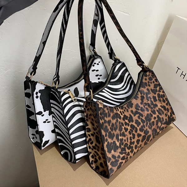 Dame Håndtaske i Kunstlæder med Zebraprint, Herre Hverdagstaske, Moderigtig Leopard
