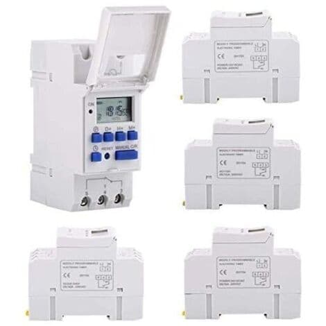 220V Programmerbar Timer – LCD-skærm – 16 TÆND/SLUK-indstillinger – DIN-skinne montering – Ugentlig programmering op til 168 timer