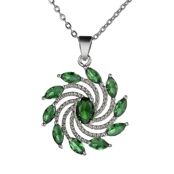 Grön ädelsten blomma hänge halsband halsband rostfritt stål kedja smycken green