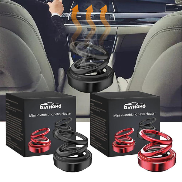 Bärbar kinetisk minivärmare - Automatisk rotering - Mini Solar dubbelring 2PCS black