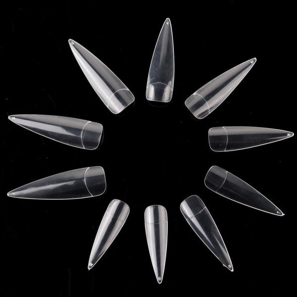 500 st nageltips stilett extra långa tips falska naglar nageltips transparent