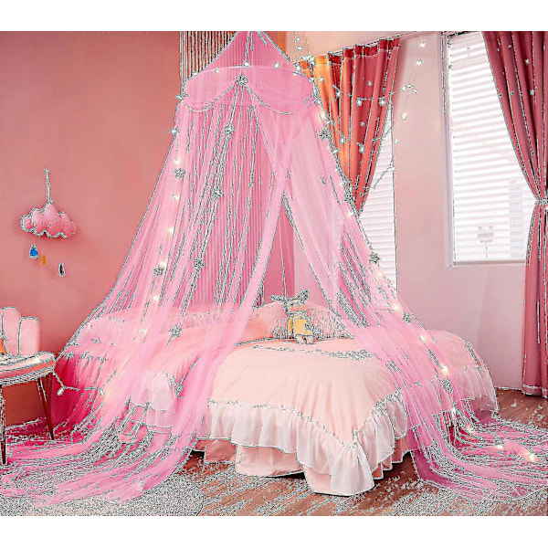 Sengehimmel med lys Sengehimmelgardiner til piger Toddler Sengehimmel til piger tao Pink