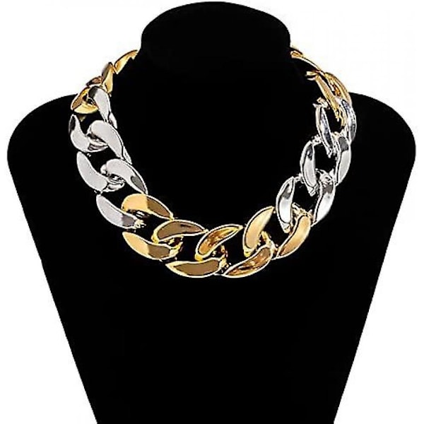 Punk Cuban Link Kæde Choker Halskæde Guld Letvægts Chunky Oval Kædeled Halskæde Statement Hip Hop Smykker igX LTE Mixed color stitching