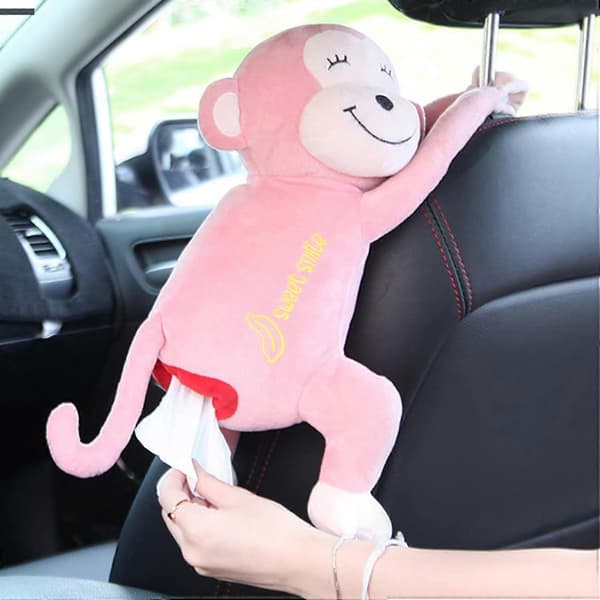Tissueholder til bil, Monkey Butt Tissue Box Dispenser, Papirhåndklæde Opbevaringsbeholder Indpakning Pink