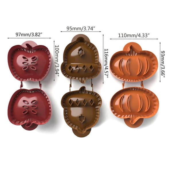 Plastisk paiform Epler Gresskar Eikenøttform Mini Deigpresseform Gadgets Halloween Lomme Paiformer for Høstbaking