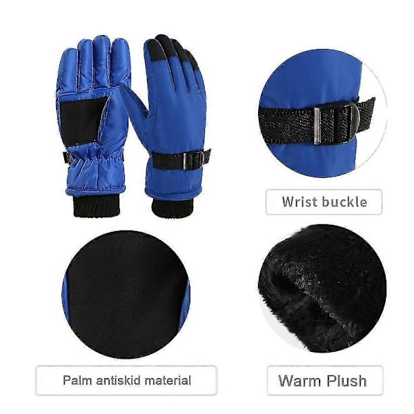 Vinterhandskar för barn, snö- och skidhandskar, ungdomshandskar för kallt väder för skidåkning Blue