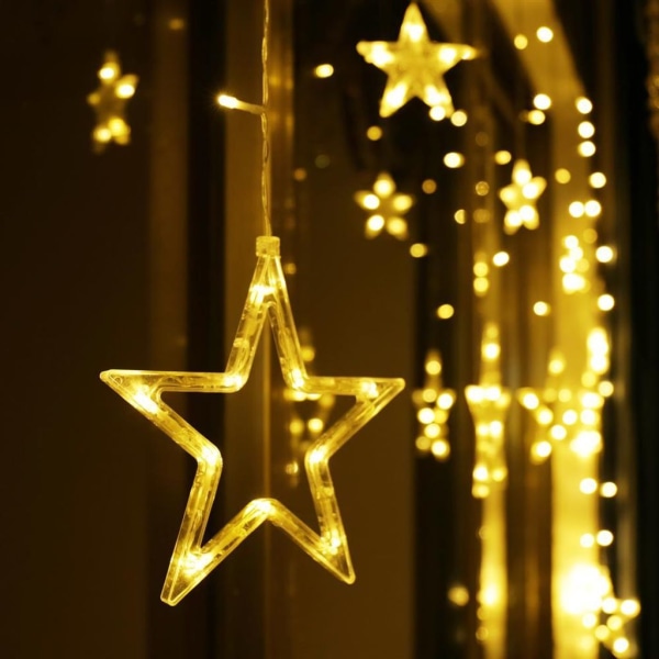 led ljuskedja 12 stjärniga gardin led ljusridå jul