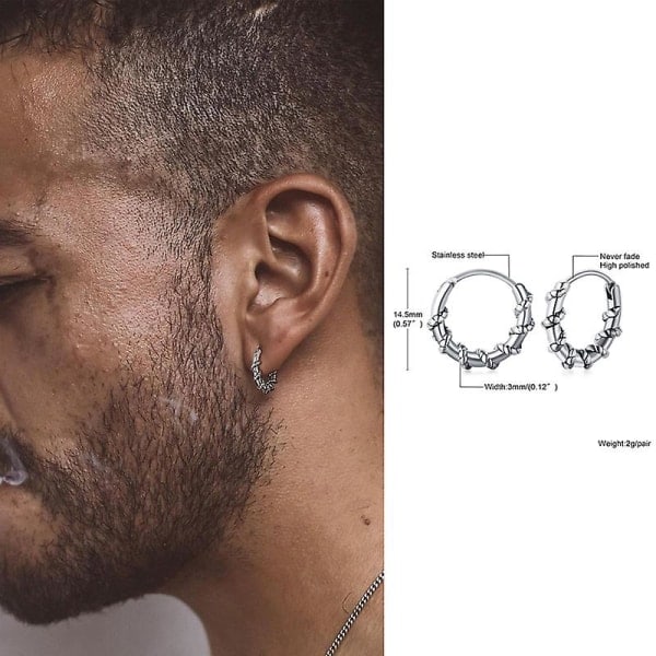 Hoopörhängen för män Vikingar Inslagna Rep Huggie Hoop Örhänge Örhängen i Rostfritt Stål för Män Smycken db style2