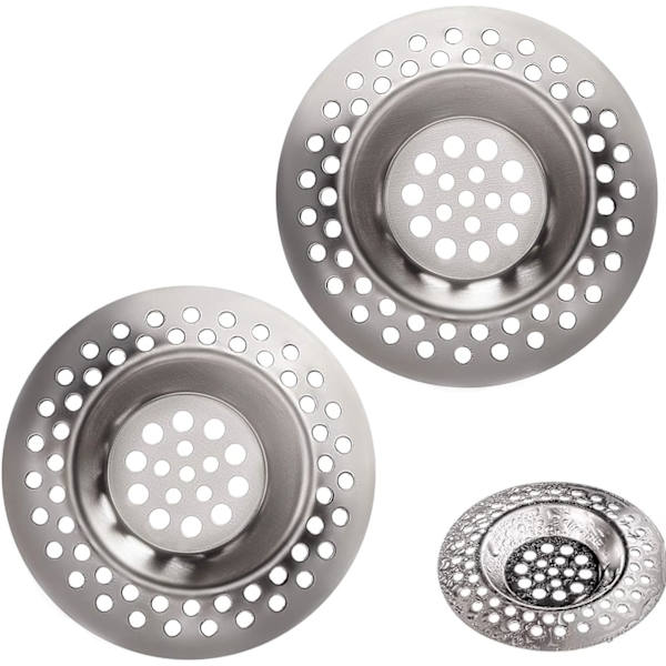 2-pack rostfritt stål diskhossil, badrum/kök standard sil dräneringsskydd, badkar/dusch hårfångst 3 tum 7,0 cm 7.0cm-70孔