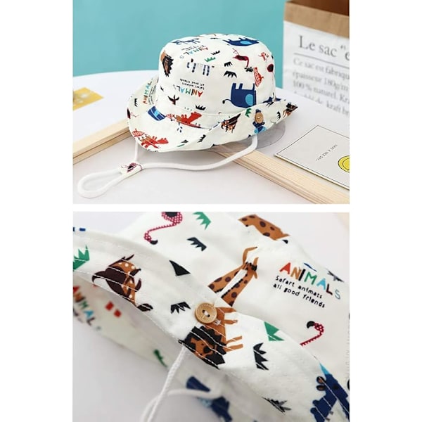 Justerbar solhatt for barn - pustende strandhatt for gutter og jenter Lion White