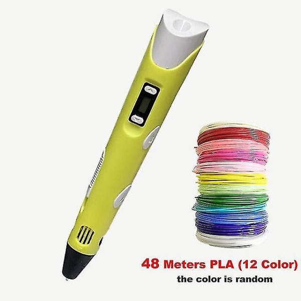 3D-utskriftspenna gör-det-själv ritpenna med lcd-skärm 3d-penna med 12 färger 100 meter pla-filament