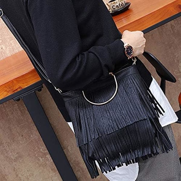 Kvinnors mode axelväska crossbody tote handväska frans
