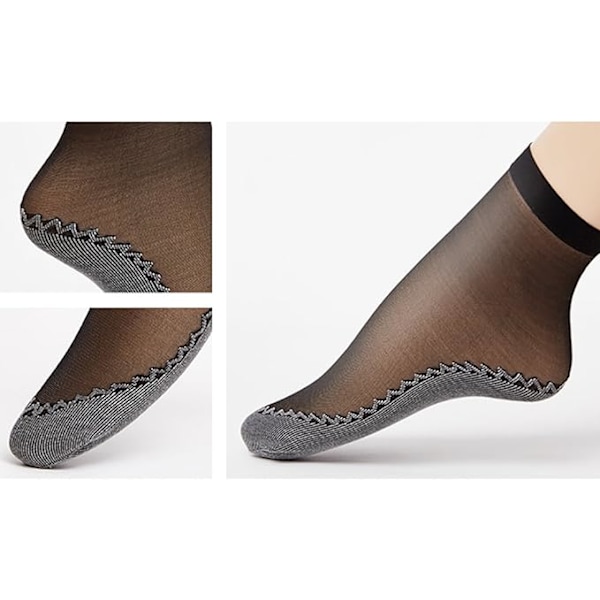 Kvinnors 12 par Silkeslenta Anti-Slip Bomullssula Sheer Ankle High Strumpbyxor Strumpor Förstärkt Tå, Sheer Ankle Nylon Popstrumpor 12 Pairs Black 4-9