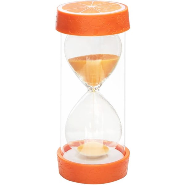 Frukt Timeglass Sandklokke, Sikker Fargerik Klar Måler Sandklokke med Beskyttende Deksel Base for Hjem Desk Dekor Kjøkken Matlaging Nedtelling Orange 60 min