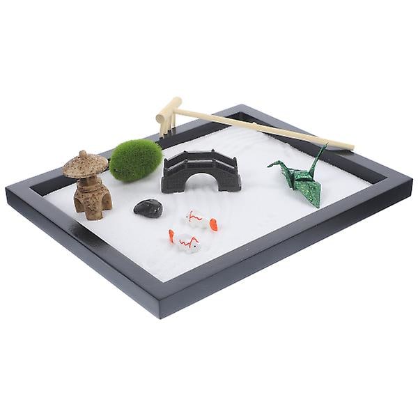 Set Zen Trädgård Kit Skrivbord Gör-det-själv Trädgård Sand Sten Ornament För Meditation