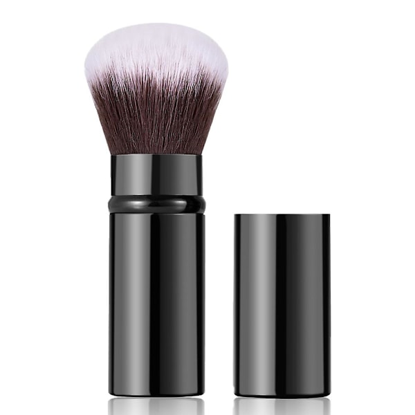 Retrakterbara sminkborstar, Reseblushborste, Sminkborste med lock för rouge black
