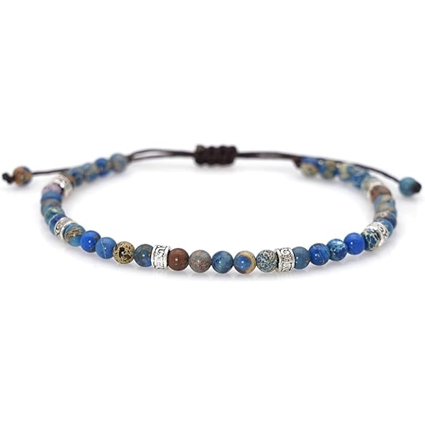 1 st armband med pärlor Justerbar Handgjord Strängarmband Bohème Färgglada Stenar för Kvinnor Blue