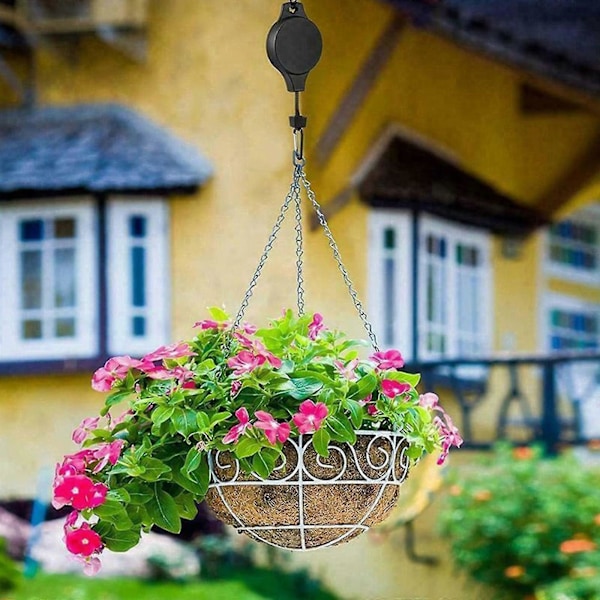 Blomkruka Hängare Retraktil Växt Hängande Haken Remskivan Dra Ner-hållare