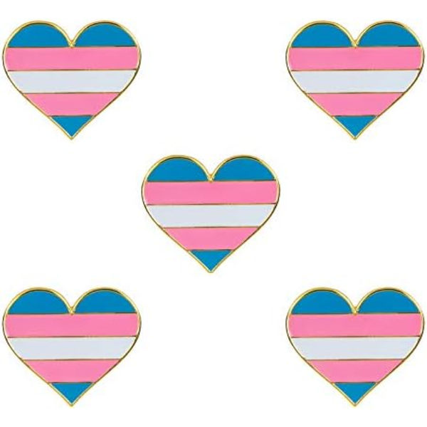 5 kpl Biseksuaalinen ylpeys sydänmuotoinen rintaneula, pinssi, lippu, rintaneula Transgender