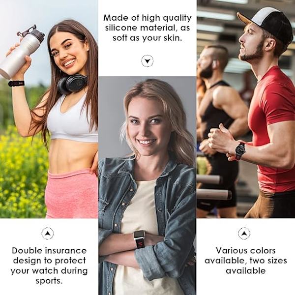 Silikon Urrem, Hurtig Udskiftning Sportsur Remme, Universal Smartwatch Rem med Sort Rustfrit Stål Spænde til Mænd Kvinder Black-Red 22mm
