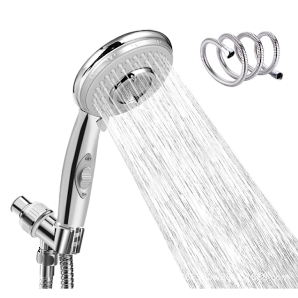 Brusesæt med Slange (2m), Højtryks Vandbesparende 5-Modes Sprøjte Håndholdt Bruseshower Universal Krom Bruseshower Sæt