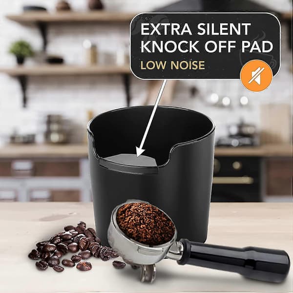 Knock Box med forbedret håndtering - Innovative espressoværktøjer - Coffee Knock Box Espresso, Sort - Tilbehør til espressomaskine - Knock Box til Esp