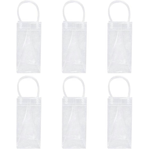 St Vin Isväska, Läcksäker Isväska i PVC, Champagne Vin Kylväska Klar Transparent PVC med Handtag för Pubar och Restauranger, Hem 6pcs