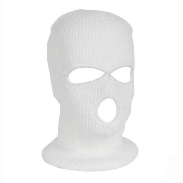 Unisex Stickad Mössa 3 Håls Design Vindtät Beanie Vinter Mjuk Varm Skyddsmössa för Utomhusresor White One Size