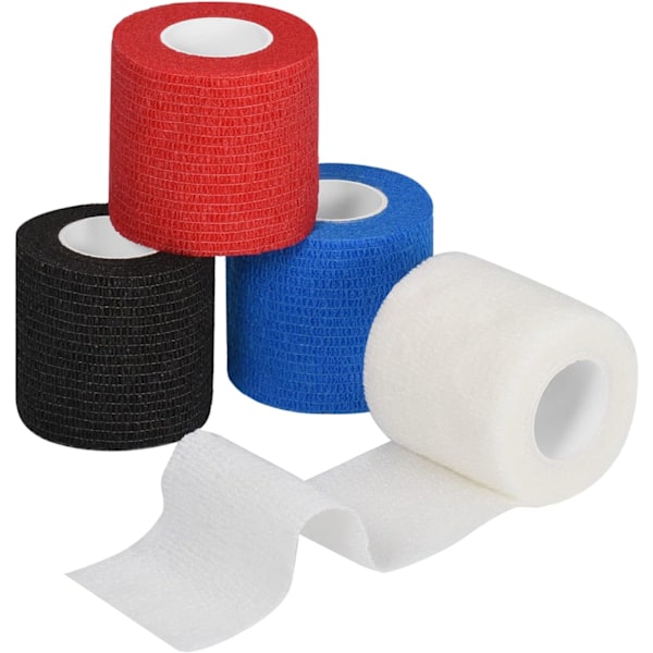 4Rolls Pet Vet Wrap Cohesive Bandages Self Adhesive Bandage Sport Tape Self Adherent Bandage Elastic Pet Bandage for Human Dogs Cats Sprains Swelling