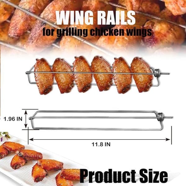 Sæt med 4 kyllingevingegriller - Rustfrit stål, ideel til udendørs grillfester