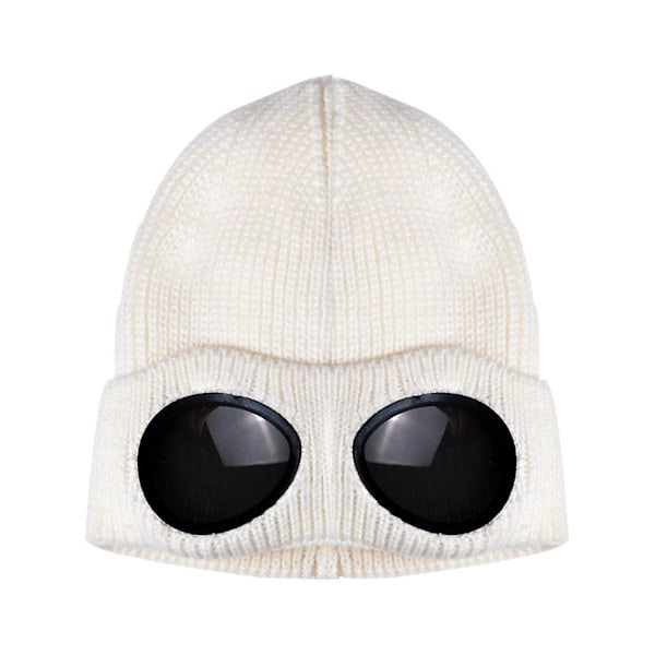 Hatt for menn og kvinner CP Strikket lue Ull Vinterhatt Solbriller Punk Caps White
