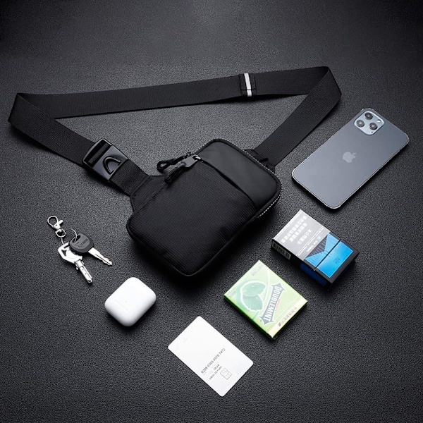 Crossbody-laukku kahdella taskulla, vettähylkivä ja kädet vapaana pitävä miesten olkalaukku, rintalaukku vyölaukku
