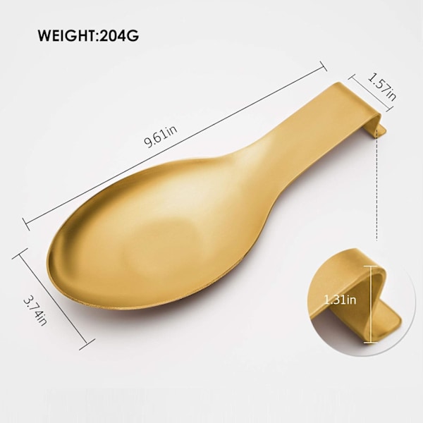 2 stk. Rustfrit Stål Ske Rest til Køkkenbord Madlavningsredskab Rest Ske Kødeske Holder til Komfur Rustfri Stor Størrelse Spatel Rest Gold