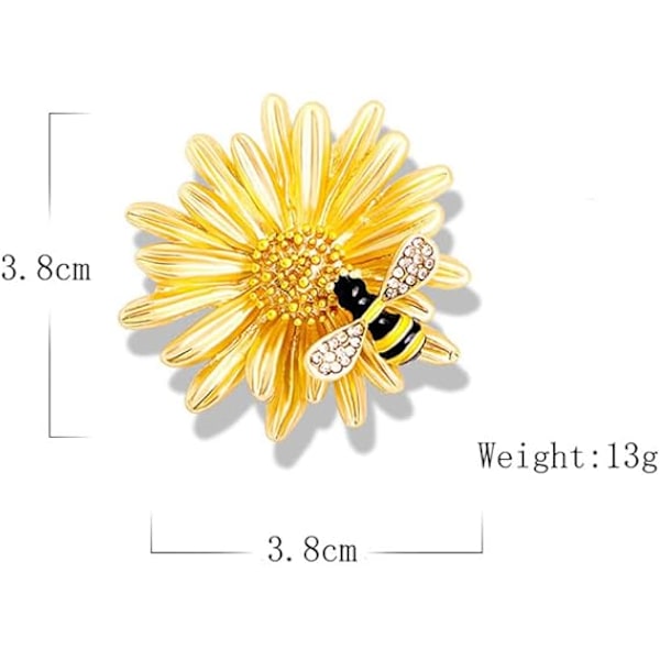 Honungsbi Broscher Kristall Metall Insekt Daisy Växt Tema Bi Brosch Djur Brosch Pin Guld Ton Kvinnor Flickor Pins Tröja