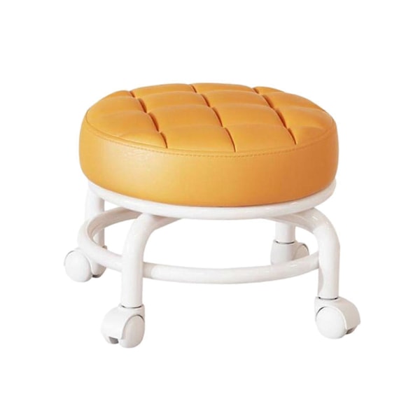 360° Roterande Rullpall Hushållspall Flyttbar Pall Lågt Buller Remhjul Låg Pall Universella Svängbara Hjul För Kök Hem Orange 30cmx28cmx6cm