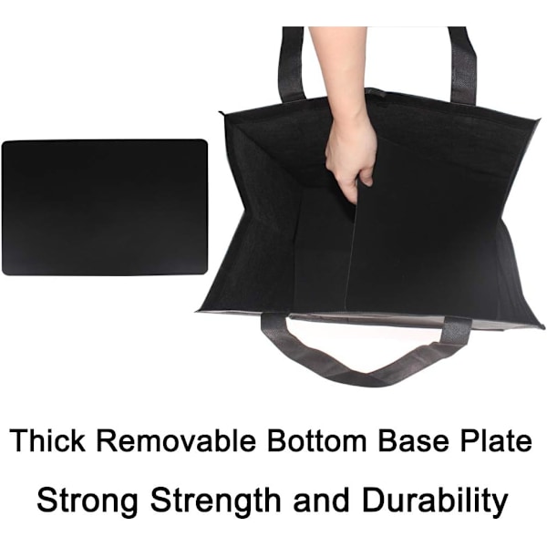 6-pak gjenbrukbare handleposer med håndtak, ikke-vevde handleposer - Holder 44+ lbs (20 KG) - Ekstra store og holdbare sammenleggbare handleposer