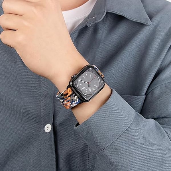Kompatibel med Apple Watch-rem, elastiskt magnetiskt nylonrem för iWatch Series, män och kvinnor Navy Blue 42/44/45/49mm