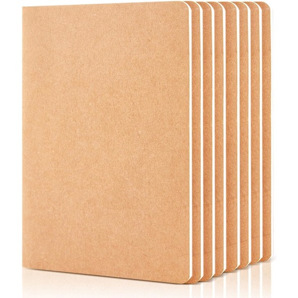 8-pack linjerade kraft-anteckningsböcker A5, 40 sidor linjerad anteckningsblock journal bulk, mjukt brunt omslag multipack anteckningsböcker för resenärer som gör planer, skriver PM kontor