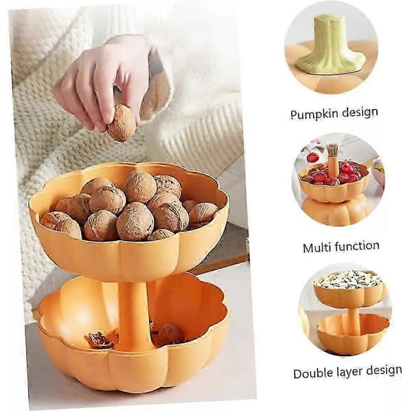 Pumpaskål, Dubbellagad Pumpaskål för Frukt/Godis, Matförvaringsbehållare white