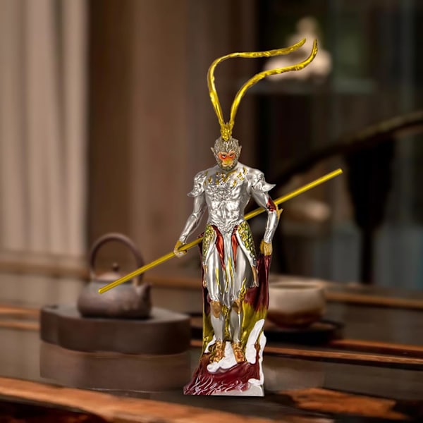 Svart Monkey King Staty Svart Myt Sun Wukong Figur Resin Samlarobjekt Skulptur Present till Spelfantast Hem Bildekor Burning Stroll